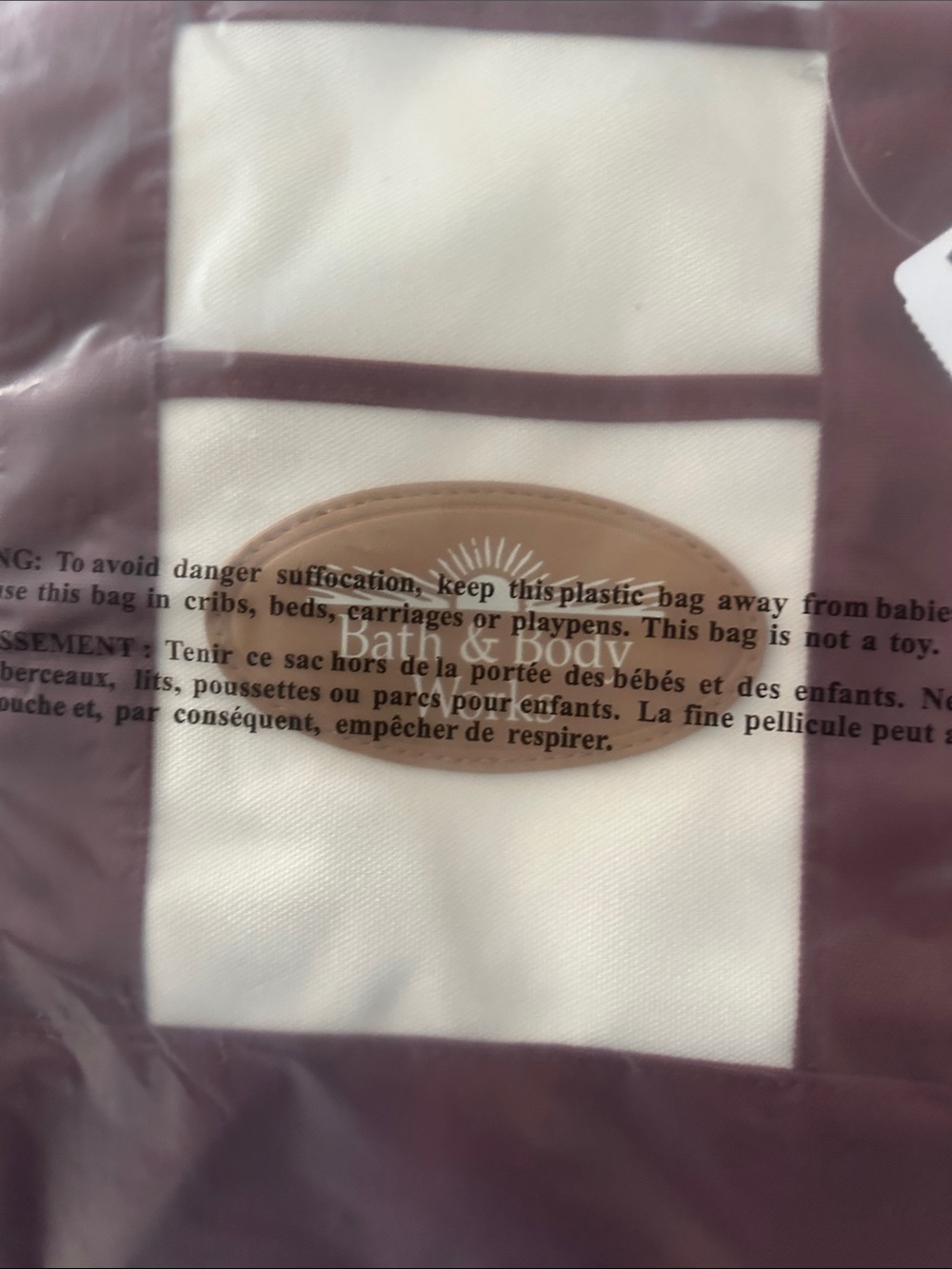 Bath and body works Canvas Tote Bag with Burgundy Trim and mini tote - Picture 4 of 4